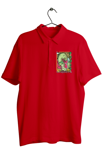 Men's polo with prints Pokemon Chikorita. Anime, chikorita, games, nintendo, pokemon, pokemon go. 2070702