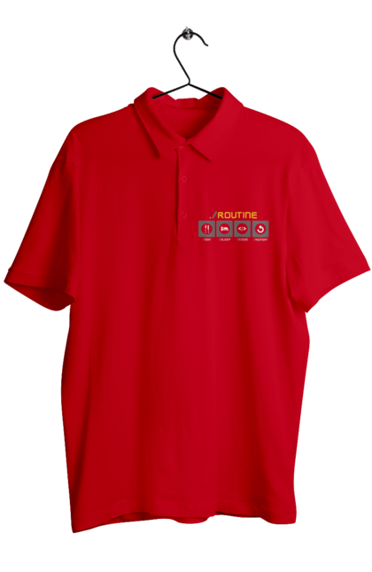 Поло чоловіче з принтом "Рутина програміста". Ай ті, айтішник, код, програміст, хакер. 2070702