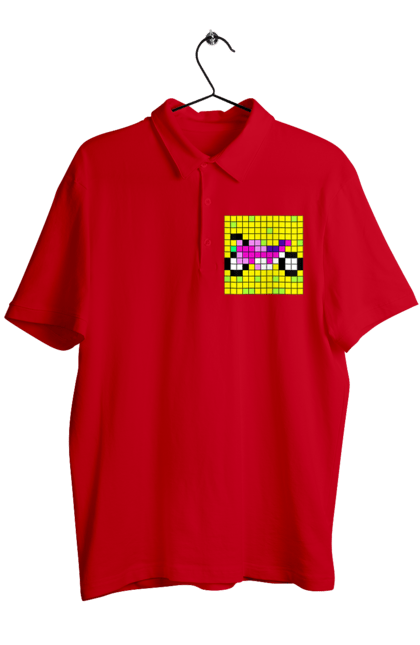 Men`s polo with prints Pixel Bike. Bike, bright, color, motorcycle, pixel. 2070702
