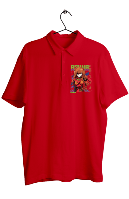 Men's polo with prints Evangelion Asuka. Anime, asuka, asuka langley sorry, eva 02, evangelion, eve, kaoru, manga, ray, shinji. 2070702