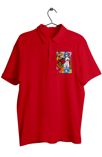 Men's polo with prints Evangelion Rei. Anime, evangelion, eve, kaoru, manga, rei ayanami, shinji. 2070702