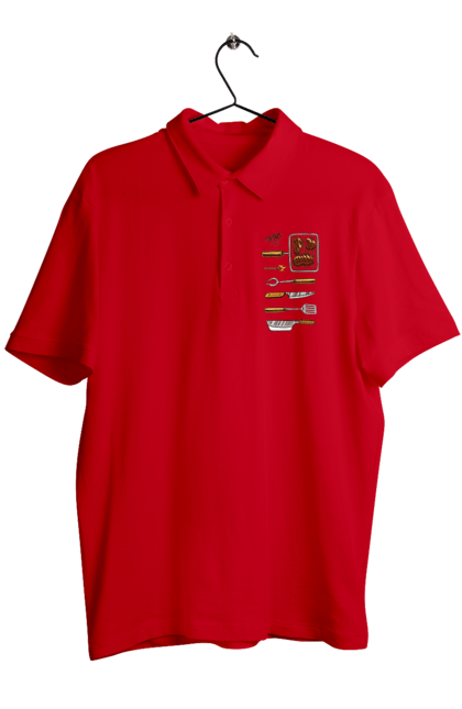 Men`s polo with prints Barbecue Party. B-b-q, fry, meat. 2070702