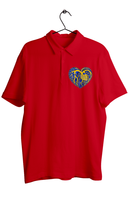 Men`s polo with prints Hearts of the unbreakable. Dark blue, heart, symbolics, ukraine, unbreakable. 2070702