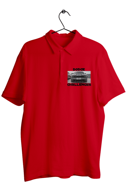 Поло чоловіче з принтом "Додж челенджер". Автомобіль, американська легенда, додж челенджер, культове авто, масл кар, потужний автомобіль. 2070702
