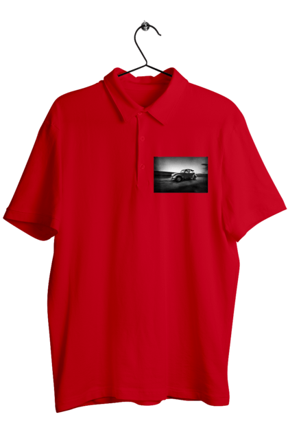 Поло чоловіче з принтом "Ретро машина чб". Авто, ретро, ретро машина, чорно біла машина. 2070702