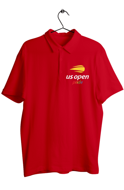 Men`s polo with prints US Open pride tennis tournament. American championship, ball, hard, new york, open championship, players, prize fund, racket, sponsor, tennis. 2070702