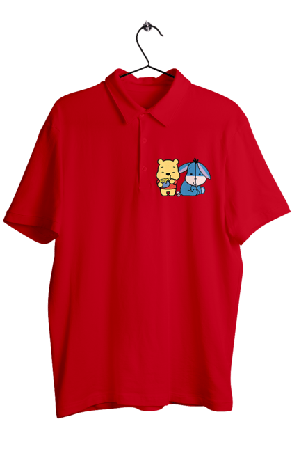 Men's polo with prints Winnie the Pooh and Eeyore. Cartoon, donkey, eared, eeyore, story, winnie the pooh. 2070702