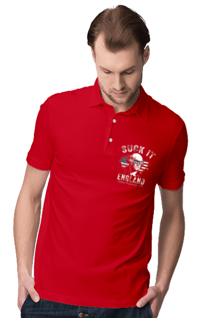 Men's polo with prints Suck It, England. American spirit, england, george washington, independence, meme, patriotism, sarcasm, usa. 2070702