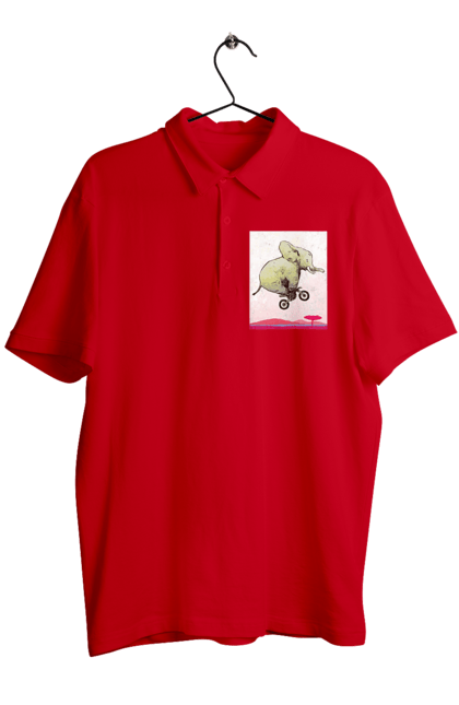 Поло чоловіче з принтом "Слон На Мотоциклі". Мотоцикл, політ, слон. 2070702