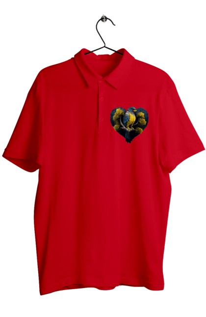 Men`s polo with prints Blue and yellow falcon. Falcon, flag of ukraine, heart, symbol of ukraine, tree, ukraine. 2070702
