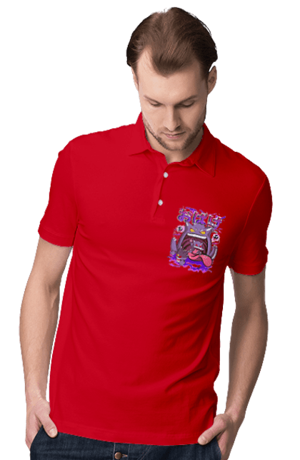 Men`s polo with prints Pokemon Gengar. Anime, fushigibana, games, gengar, nintendo, pokemon, pokemon go. 2070702