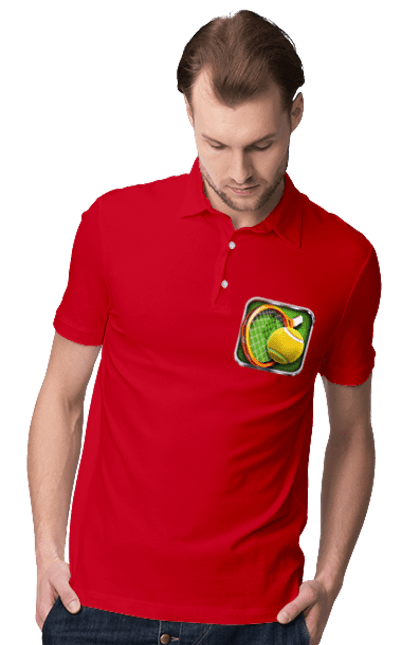 Men`s polo with prints Tennis. Ball, ground tournament, london, players, prize fund, racket, sponsor, tennis, tournament grid. 2070702