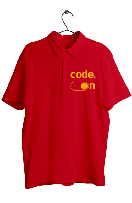 Men`s polo with prints Code on. Code, code on, developer, git hub, it specialist, java, javascript, php, programmer, python. 2070702