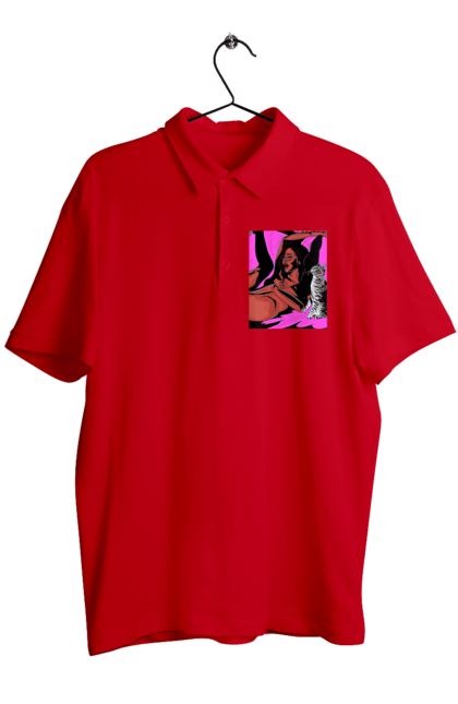 Men`s polo with prints Girl Gets Fun. Cat, naked, passion, satisfaction. 2070702