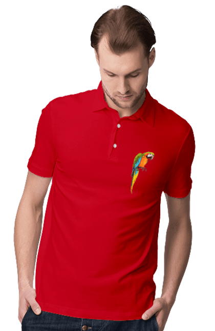 Men`s polo with prints Just A Parrot. Birdie, parrot. 2070702