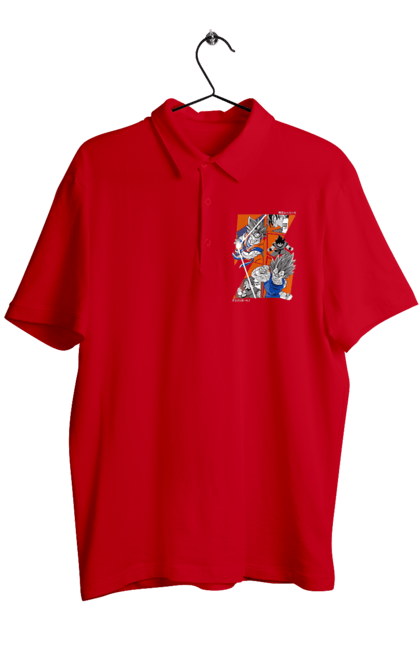 Men's polo with prints Dragon Ball. Anime, dragon ball, goku, manga, tv series, vegeta. 2070702