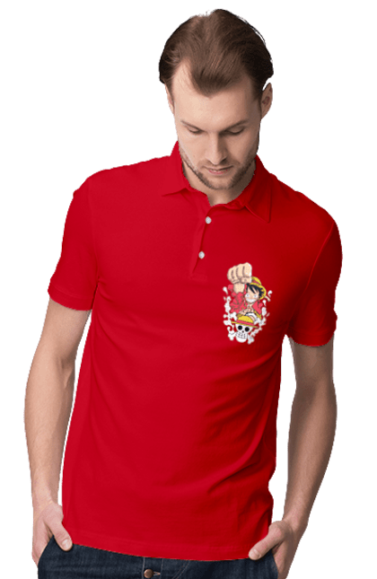 Men's polo with prints One Piece Luffy. Anime, luffy, manga, monkey de luffy, one piece, pirates. 2070702