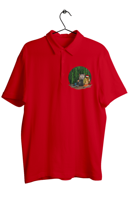 Поло чоловіче з принтом "Кіт програміст". Angular, c, css, html, it, javascript, jquery, php, python, react, svelt, vue, айтишник, айті, гумор, код, кодувати, прогер, програміст, програмісти, ти ж, ти ж програміст, тиж програміст. 2070702