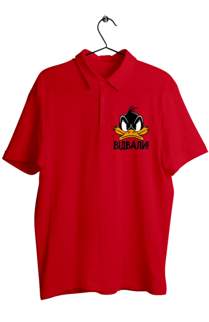 Поло чоловіче з принтом "Даффі Дак Відвали". Даффі дак, дісней, жовте каченя, каченя, качка, качки, качкодзьоб, смішне, українське. 2070702