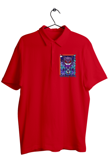 Men's polo with prints Pokemon Gengar. Anime, fushigibana, games, gengar, nintendo, pokemon, pokemon go. 2070702