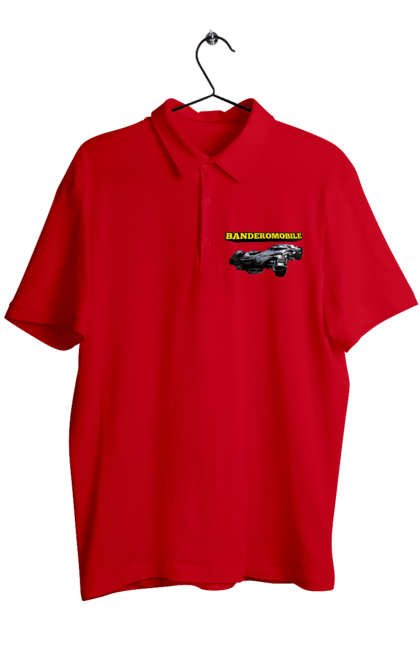 Поло чоловіче з принтом "Бандеромобіль". Бандера, бандеромобіль, бетмобіль, військова техніка, зсу, супер автомобіль. 2070702