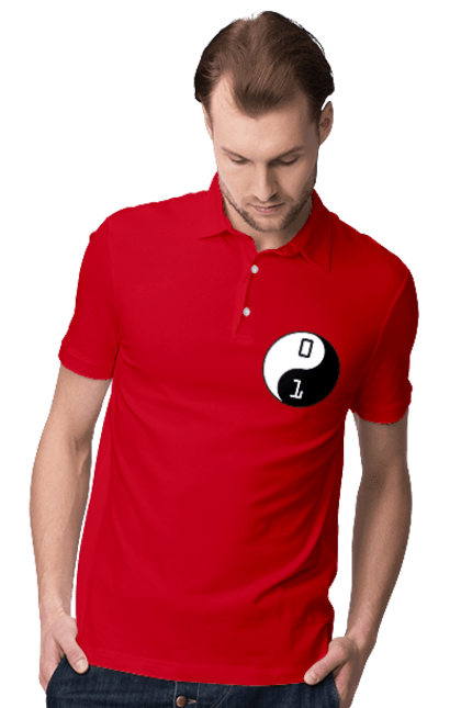 Поло чоловіче з принтом "Інь Янь". Angular, c, css, html, it, javascript, jquery, php, python, react, svelt, vue, айтишник, айті, гумор, код, кодувати, прогер, програміст, програмісти, ти ж, ти ж програміст, тиж програміст. 2070702