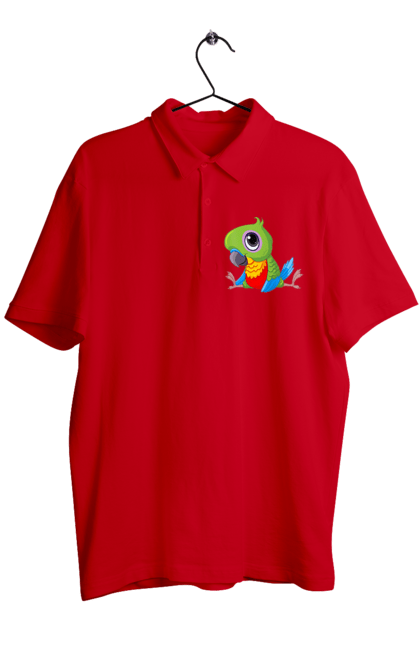 Men`s polo with prints Lovebird. Nicely, parrot. 2070702