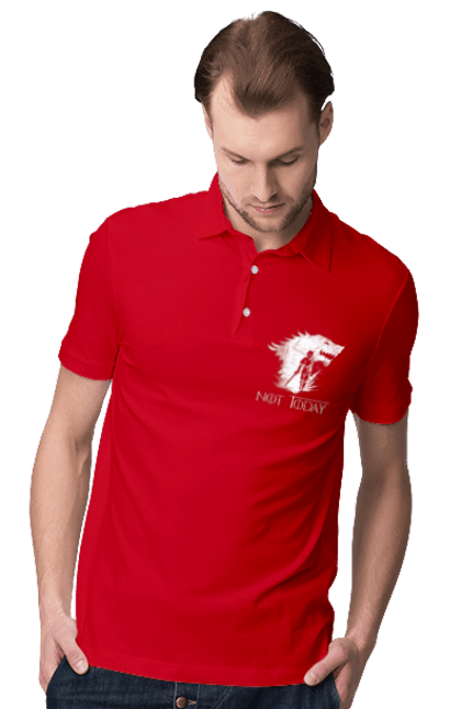 Men's polo with prints Game of Thrones Arya. Arya, game, got, not today, stark, starks, thrones, tv show, wolf, wolves. 2070702