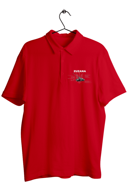Поло чоловіче з принтом "Zuzana (САУ) англійська". Zuzana, гаубиця, залужний, сюзанна, тренди. 2070702