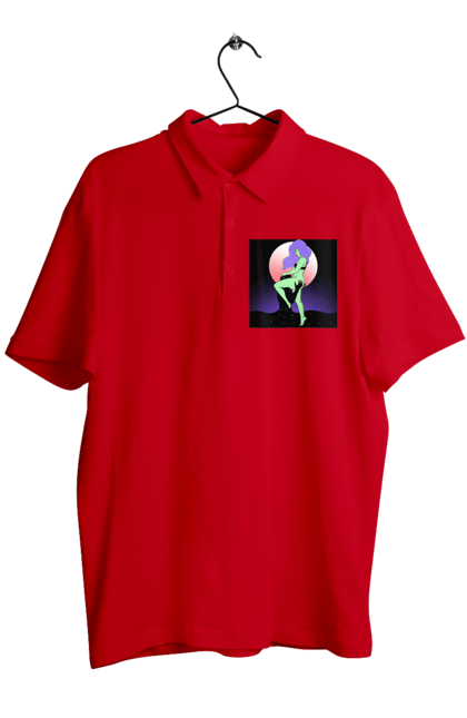 Поло чоловіче з принтом "Зелена Дівчина І Місяць". Інопланетянка, місяць. 2070702