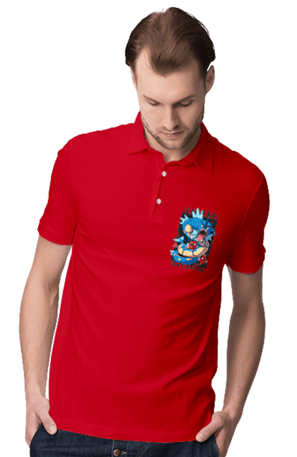 Men's polo with prints Pokemon Gyarados. Anime, games, gyarados, nintendo, pokemon, pokemon go. 2070702