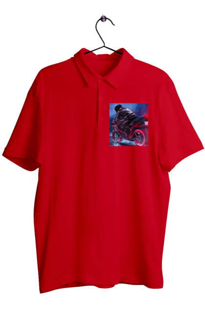 Поло чоловіче з принтом "Мотоцикл". Motolove, мотолов, мотоцикл, опві, україна. 2070702
