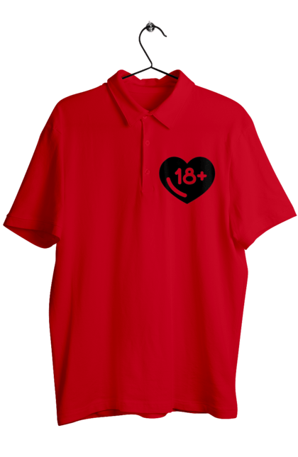 Men`s polo with prints 18+. 18+, black, heart, prohibition, sex. 2070702