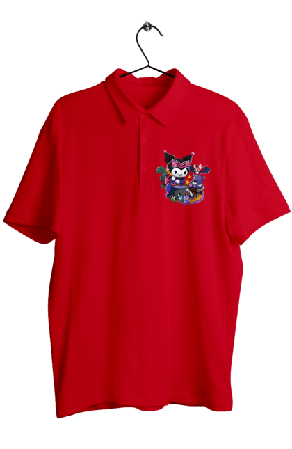 Men`s polo with prints Hello Kitty Kuromi. Anime, character, hello kitty, kuromi, my melody, sanrio. 2070702
