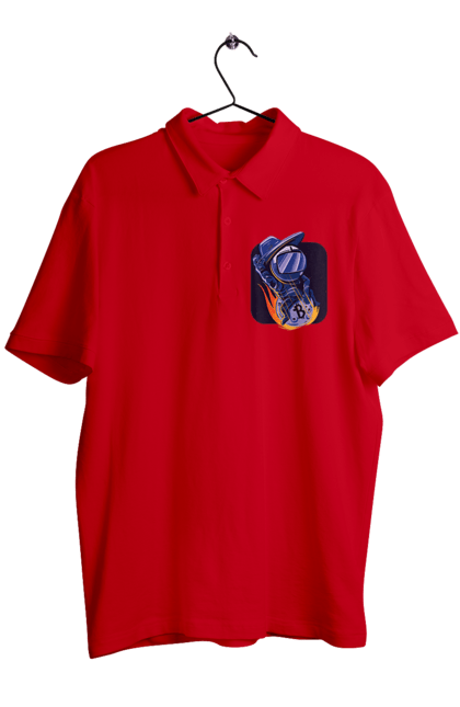 Поло чоловіче з принтом "Космо біткоїн". Биткоин, бінарний, біткоїн, біткойн, валюта, гроші, крипто, програміст, хакер. 2070702