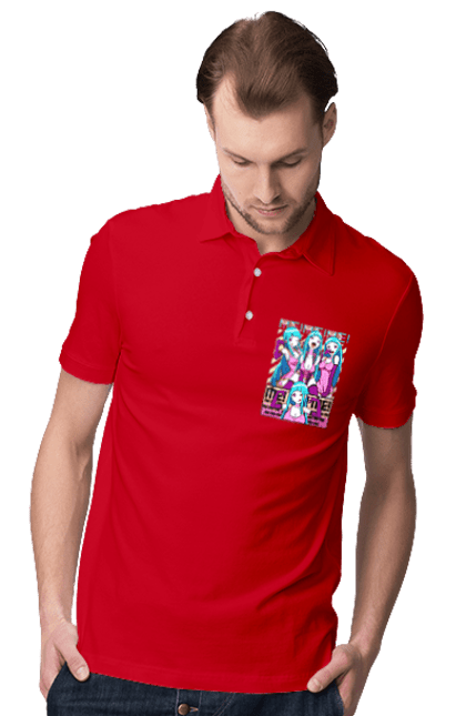 Men's polo with prints Me! Me! Me!. Anime, clip, daoko, teddyloid, young woman. 2070702