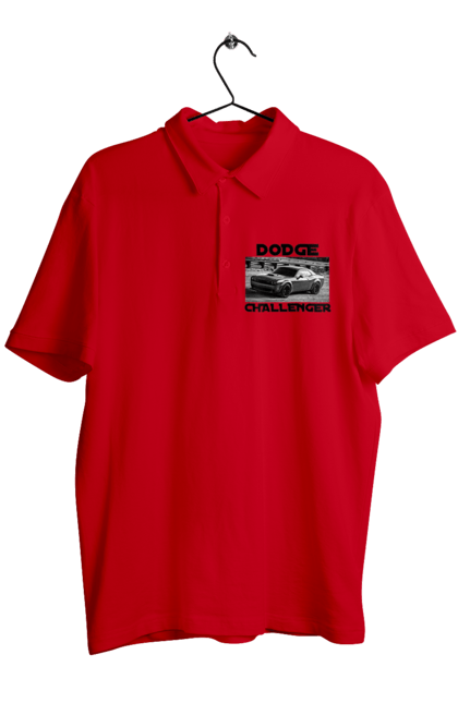 Поло чоловіче з принтом "Додж челенджер". Авто, автомобіль, американська легенда, додж челенджер, класичне авто, культовий автомобіль, масл кар, потужний автомобіль. 2070702