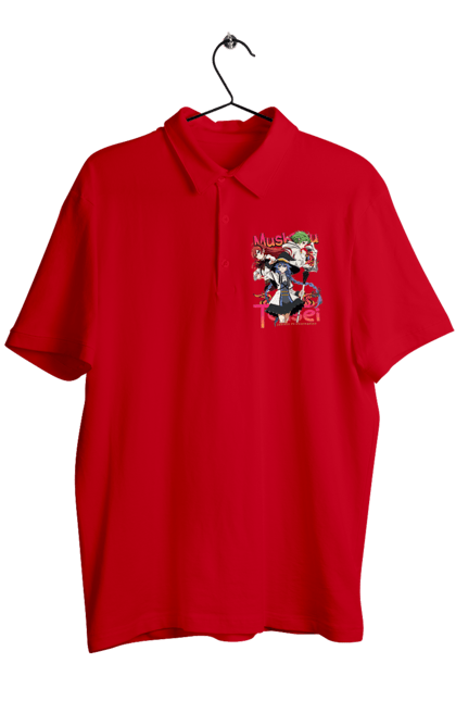 Men's polo with prints Mushoku Tensei. Anime, eris, jobless reincarnation, mushoku tensei, roxy, sylphiette. 2070702