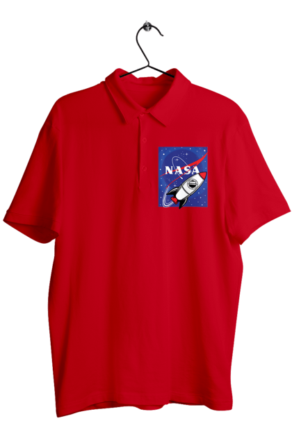 Men's polo with prints NASA. Aeronautics, astronautics, aviation, nasa, research, rocket, science, space, technologies, usa. 2070702