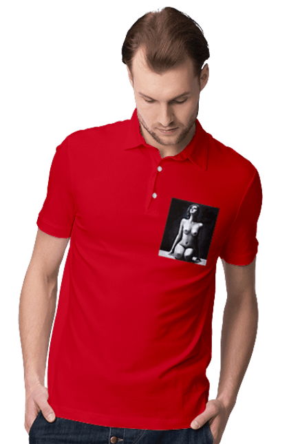 Поло чоловіче з принтом "Краса тіла". Вигини жіночого тіла, грація тіла, груди, жіноче тіло, жіночі груди, краса тіла. 2070702