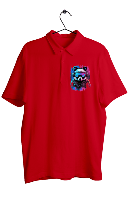 Поло чоловіче з принтом "Панда в VR шолом". Віртуальна реальність, гік, панда, персонаж, шолом. 2070702