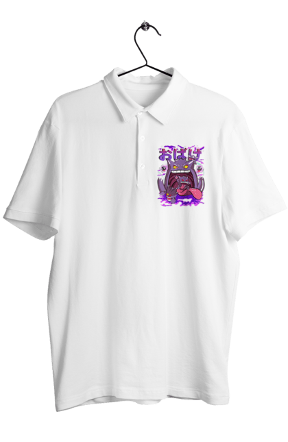 Men`s polo with prints Pokemon Gengar. Anime, fushigibana, games, gengar, nintendo, pokemon, pokemon go. 2070702
