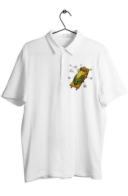 Men`s polo with prints Corn Suns On A Lounger. Corn, lounger, popcorn. 2070702