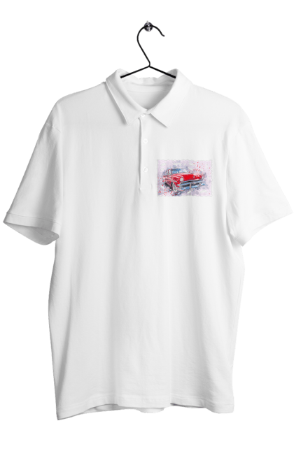 Men`s polo with prints Car gas. Car, car gas, gas, road, victory, wheel. 2070702