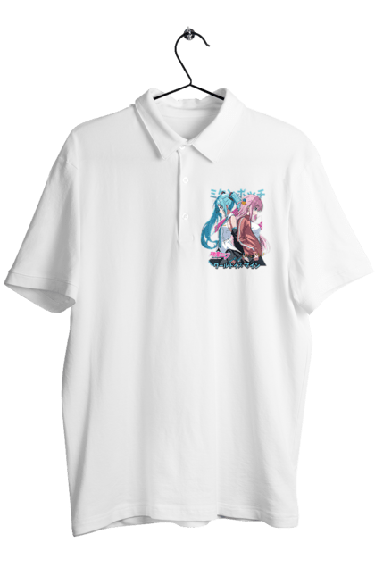 Men's polo with prints Hatsune Miku and Hitori Gotou. Anime, bocchi the rock, hatsune miku, hitori goto, hitori gotou, lonely rocker, miku, rocker, vocaloid. 2070702