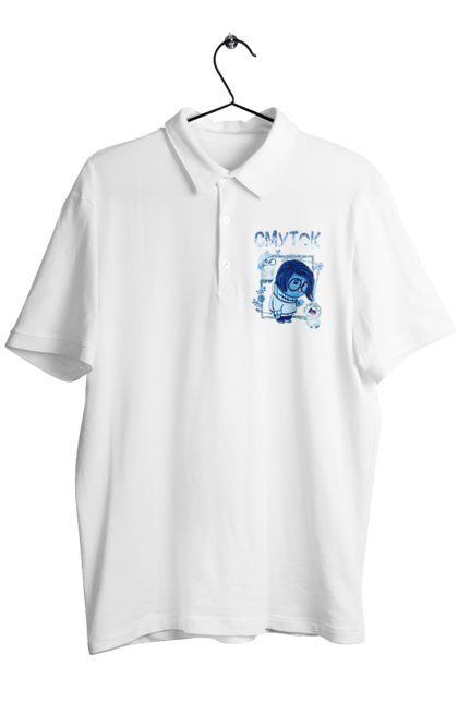 Men's polo with prints Inside Out Sadness. Cartoon, emotions, inside out, pixar, sadness. 2070702