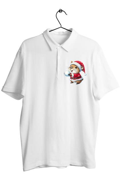 Men's polo with prints Capybara playing snowballs. Animal, capybara, christmas, christmas capybara, game, gift, holiday, new year, santa, snowballs. 2070702