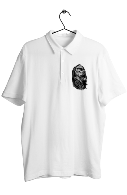 Поло чоловіче з принтом "Козак". Вуса, квітки, козак, пістолет, справжній українець, чуб. 2070702