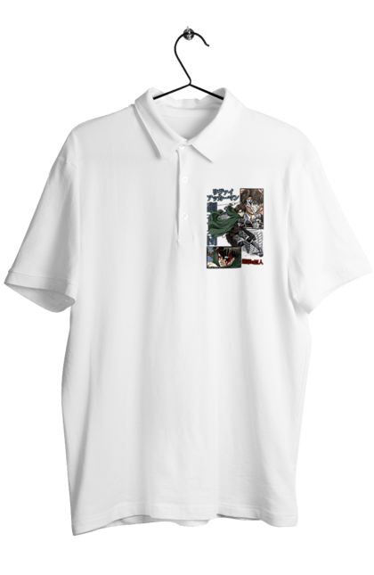 Men's polo with prints Attack on Titan Levi. Ackerman, anime, attack on titan, levi, manga, shingeki no kyojin, survey corps. 2070702