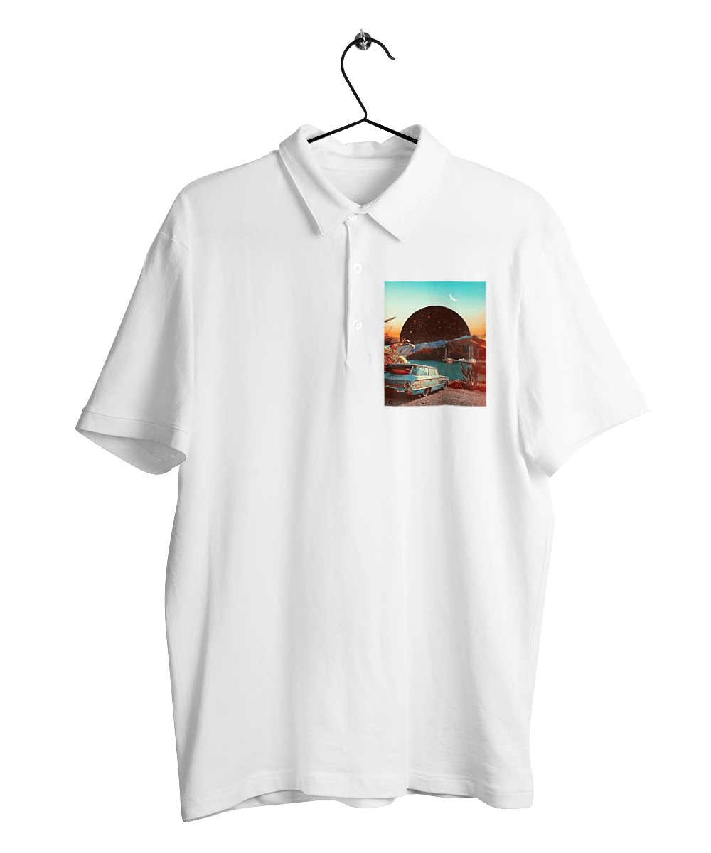 Painting, car by the river